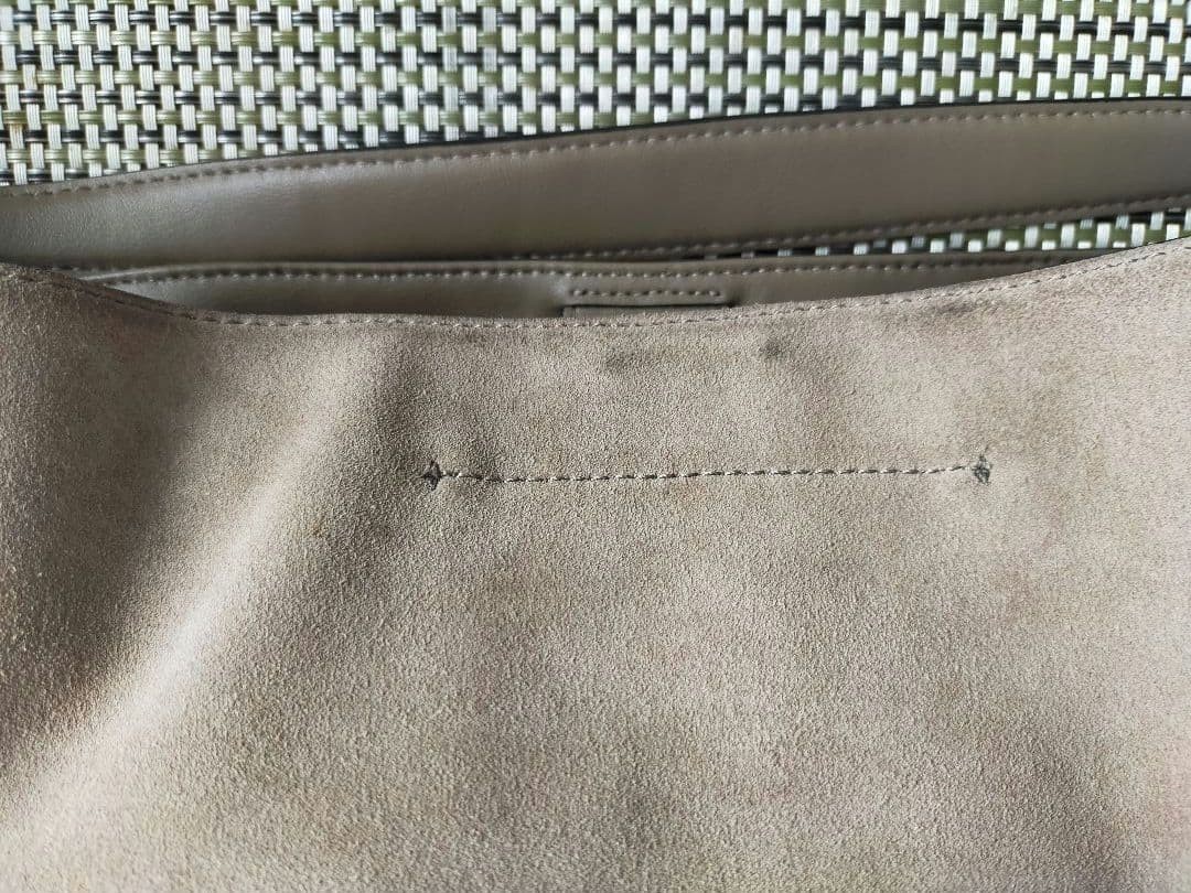 Vintage RALPH LAUREN Suede Shoulder Bag Charm Satchel Beige Gray Tote Women JPN