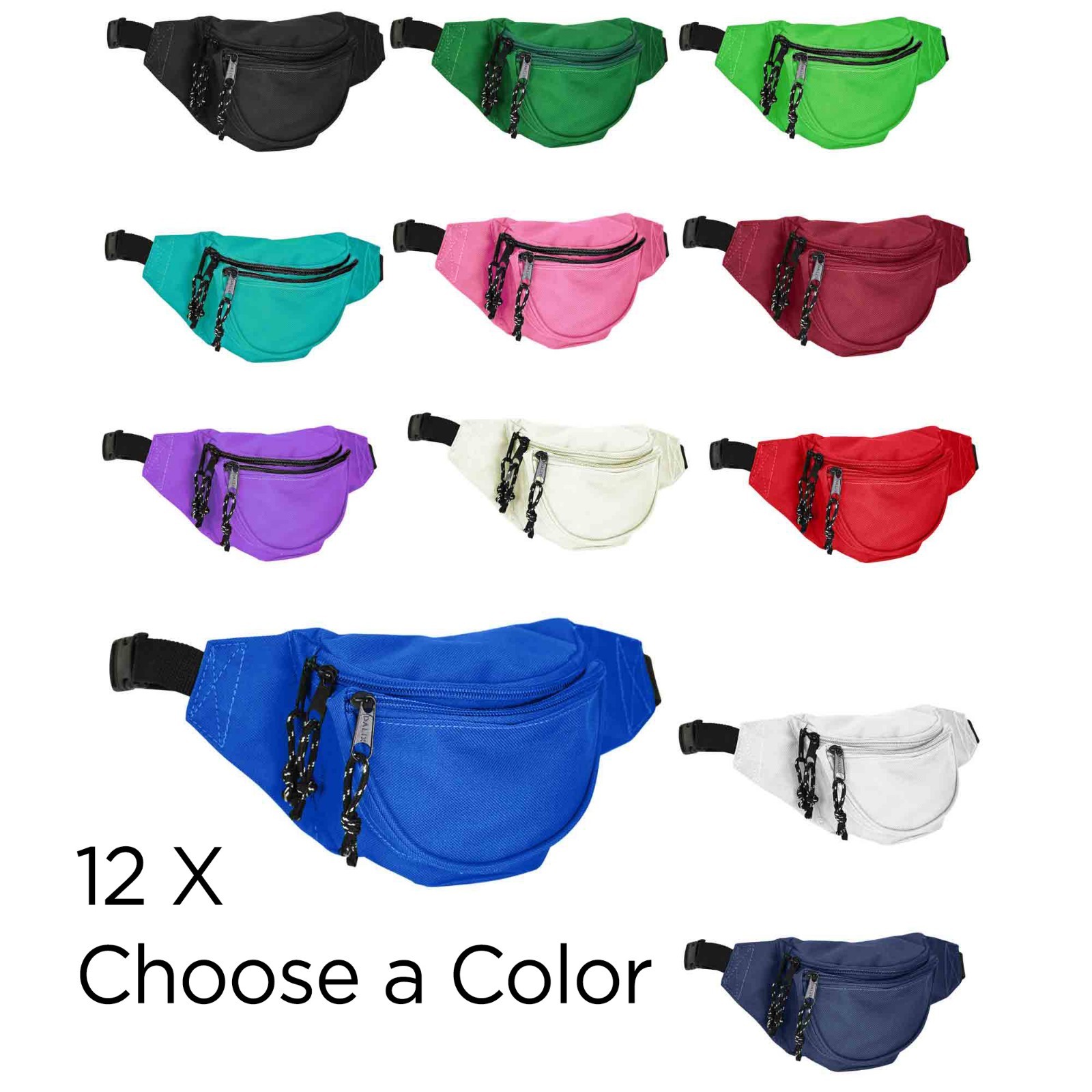 1 DOZEN 12 – DALIX Waist Bag Kids Fanny Pack Small Mens Womens Belt Pouch Travel
