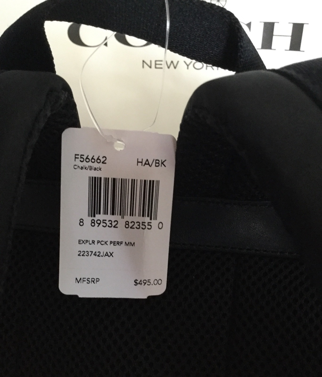 COACH F56662 Explorer Back Pack Perforated Mixed Materials Chalk/Black NWT
