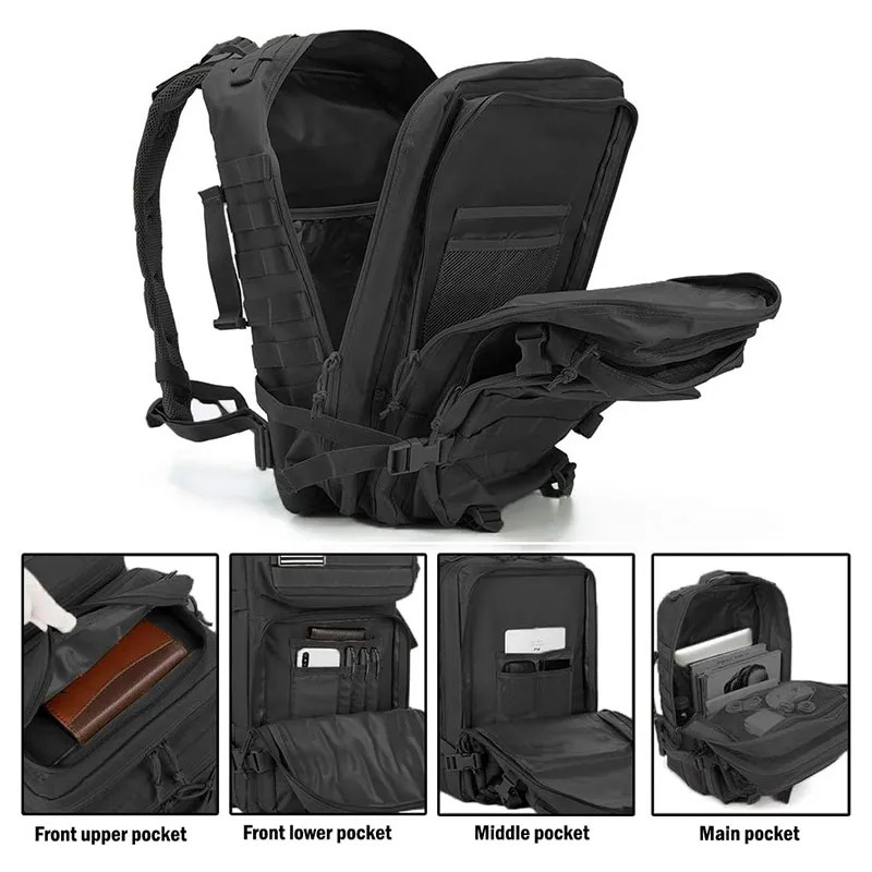25L–45L Tactical Travel Backpack Men Waterproof Outdoor Sports Multi Bag