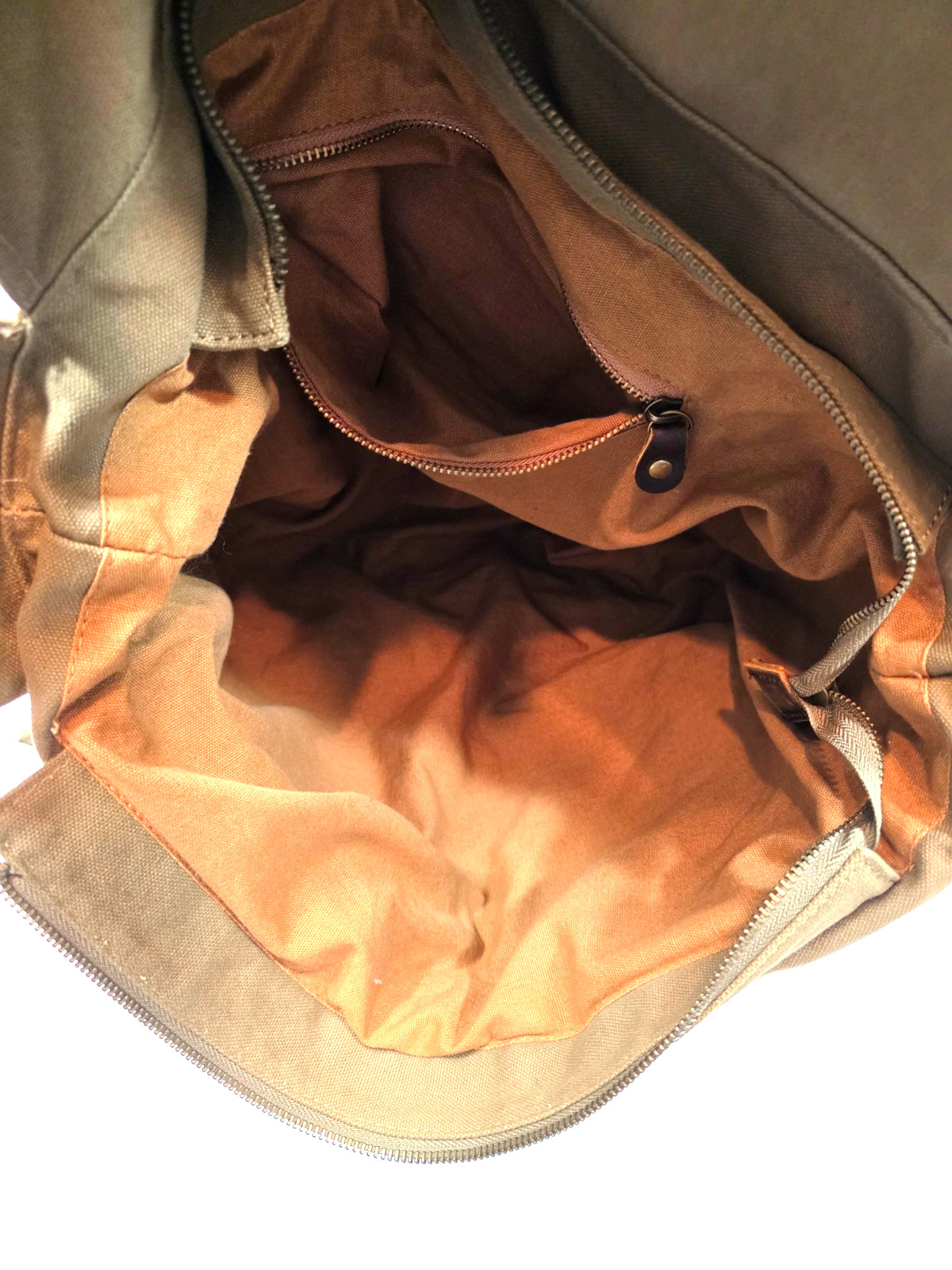 SC COTTON Canvas Messenger Shoulder Bag w Leather Straps Olive Green
