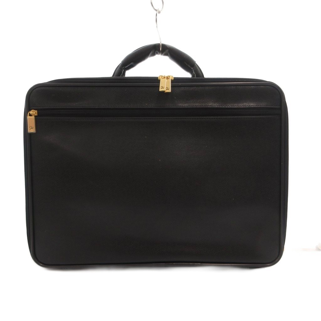 Class Roberto Cavalli Men’s Black Leather Briefcase Bag, B Condition, 13x11x4in