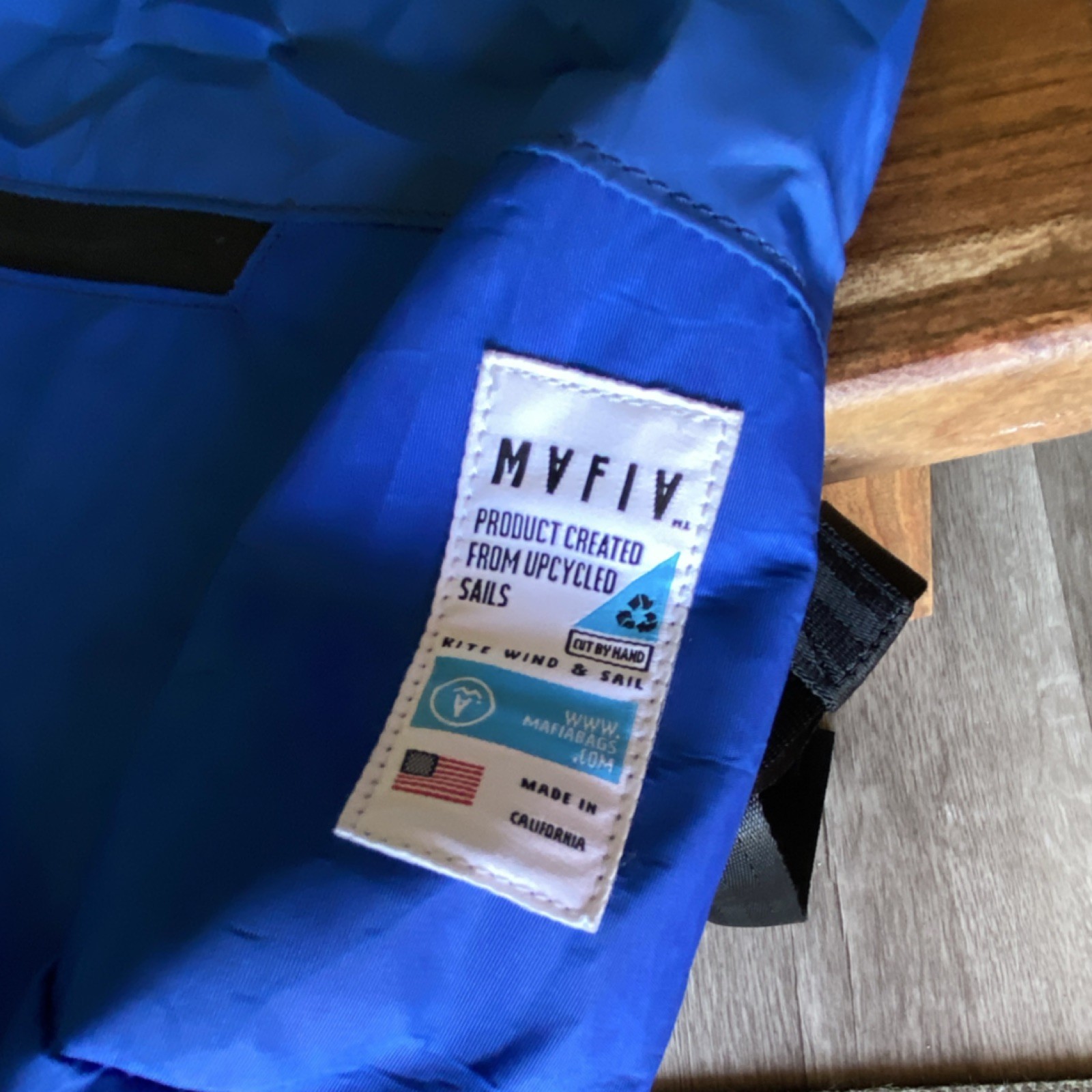 MAFIA true Blue Roll Up Backpack Made In USA Upcycled Sails