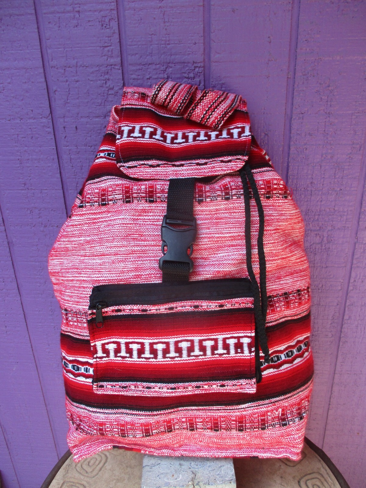 New Tribal Vivid Woven Fabric Backpack Sling Travel Bag Mexico Beach Festivals