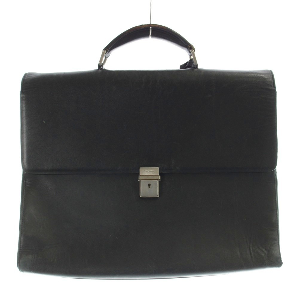 Giorgio Armani Leather Briefcase Black 12×15.5in Men’s Business Bag B