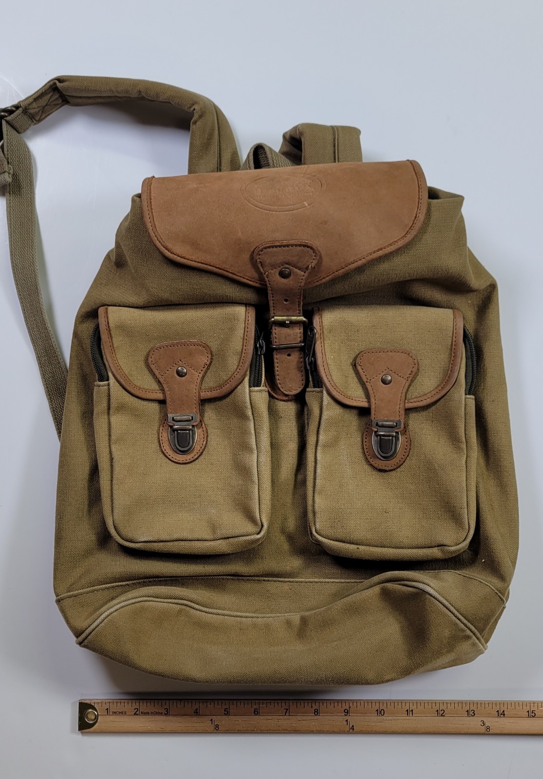 Vintage High Sierra Seagrams Backpack Brown Canvas Leather Hiking Work Travel