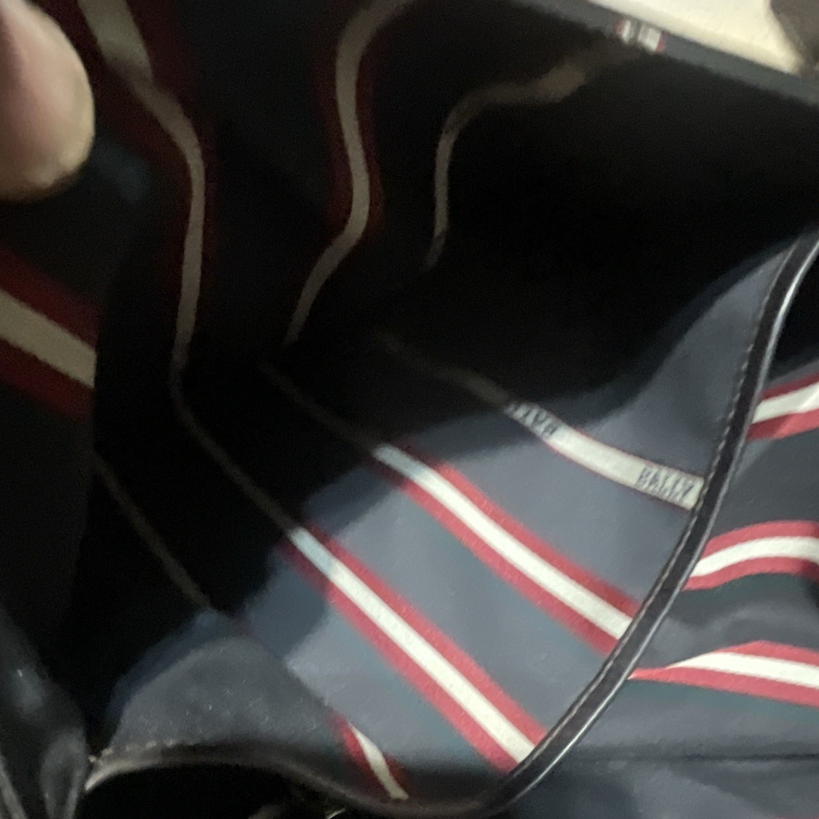 Bally Black Messenger Bag Red White Striped Crossbody Strap Adjustable