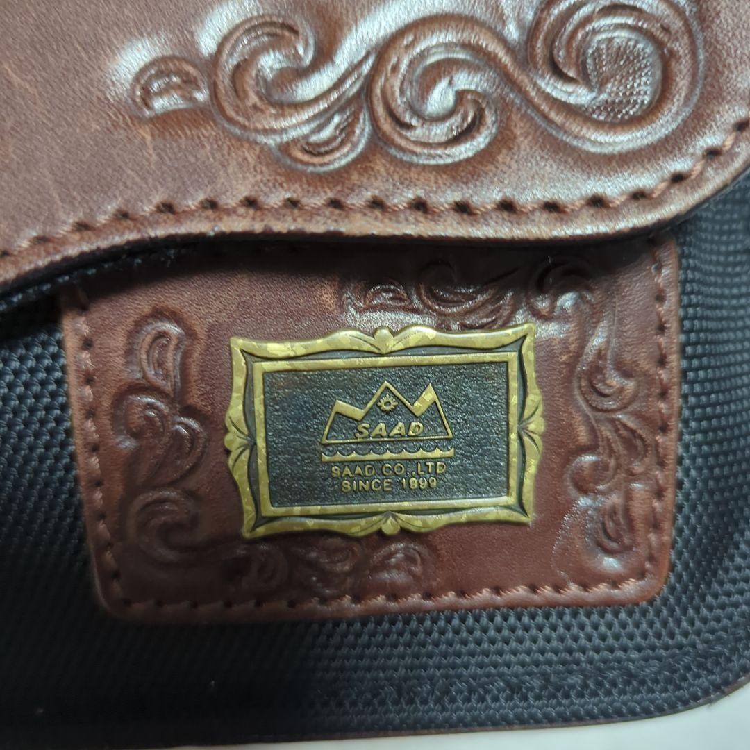 SAAD Saddle Leather Canvas Bag Used 13x24x8cm shoulder strap