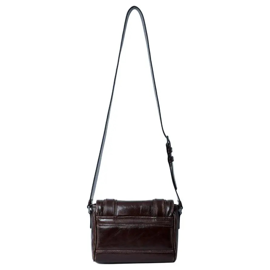 PRADA Explore Silver Hardware Leather Crossbody Bag for Men Brown 14.8*4.7*7.5in