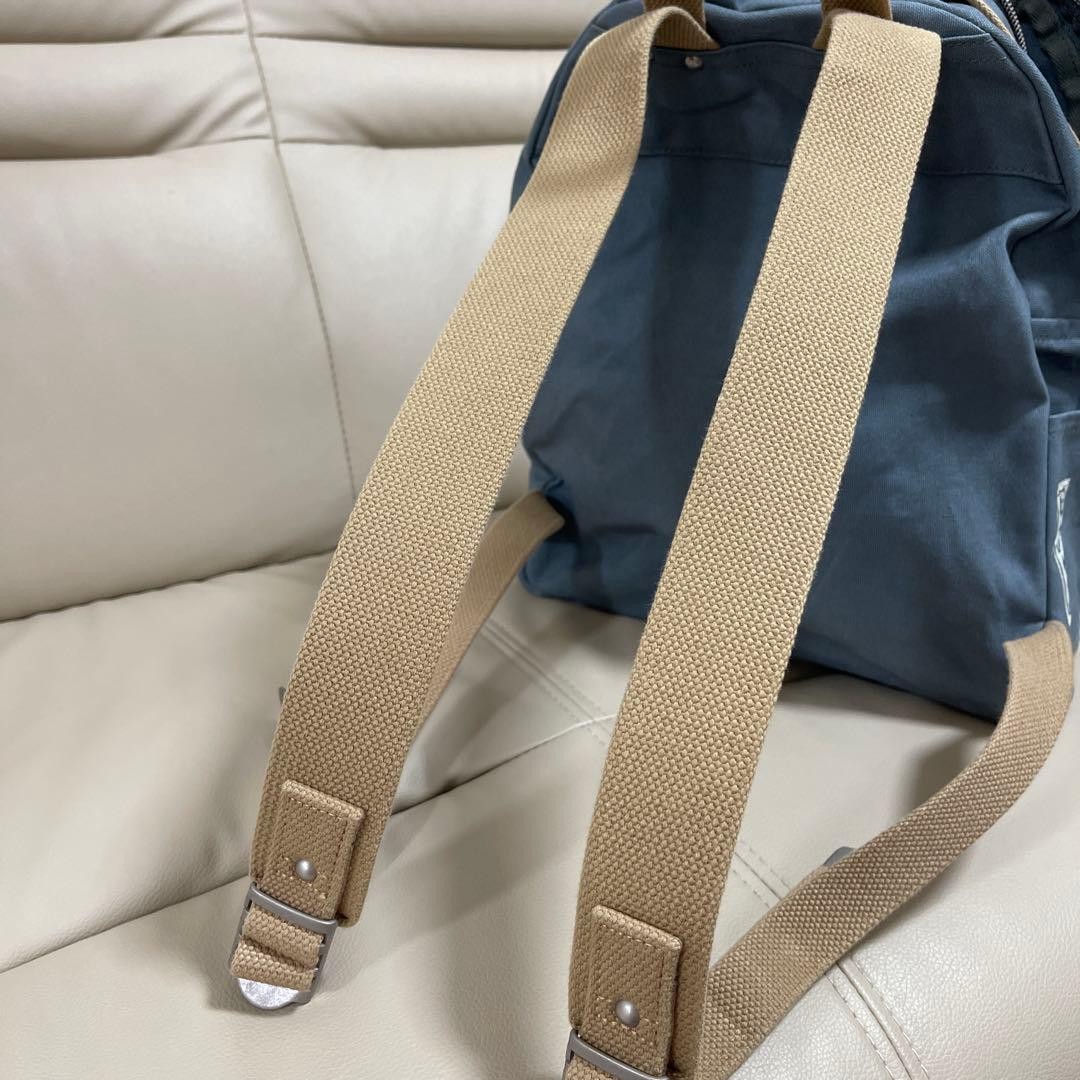 Shinzaburo canvas Backpack backpack blue gray x beige