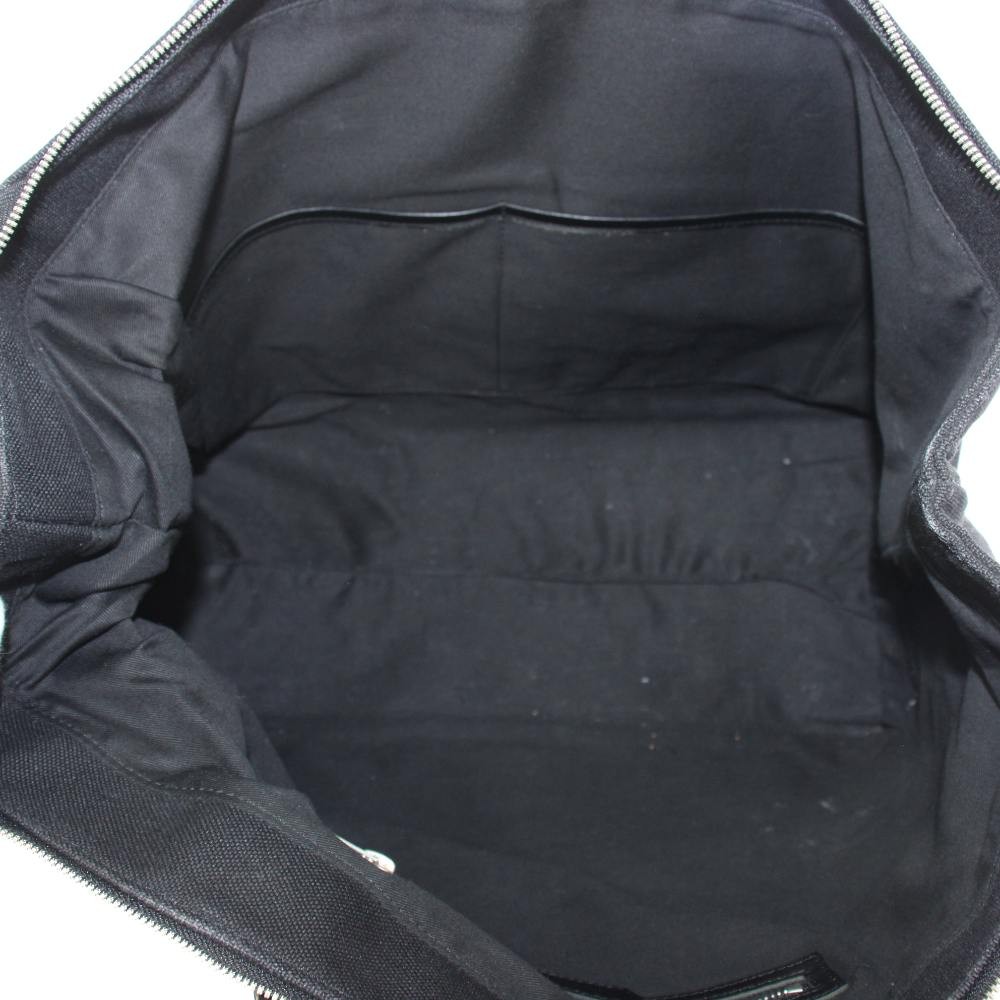 John Lawrence Sullivan Canvas Tote Bag Black Leather Trim 13×7.5in B Used