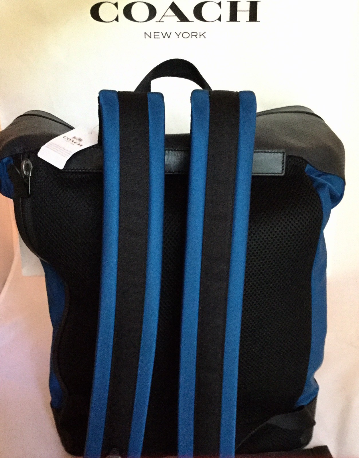 COACH F56662 Explorer Back Pack Perforated Mixed Materials Midnight/Denim NWT