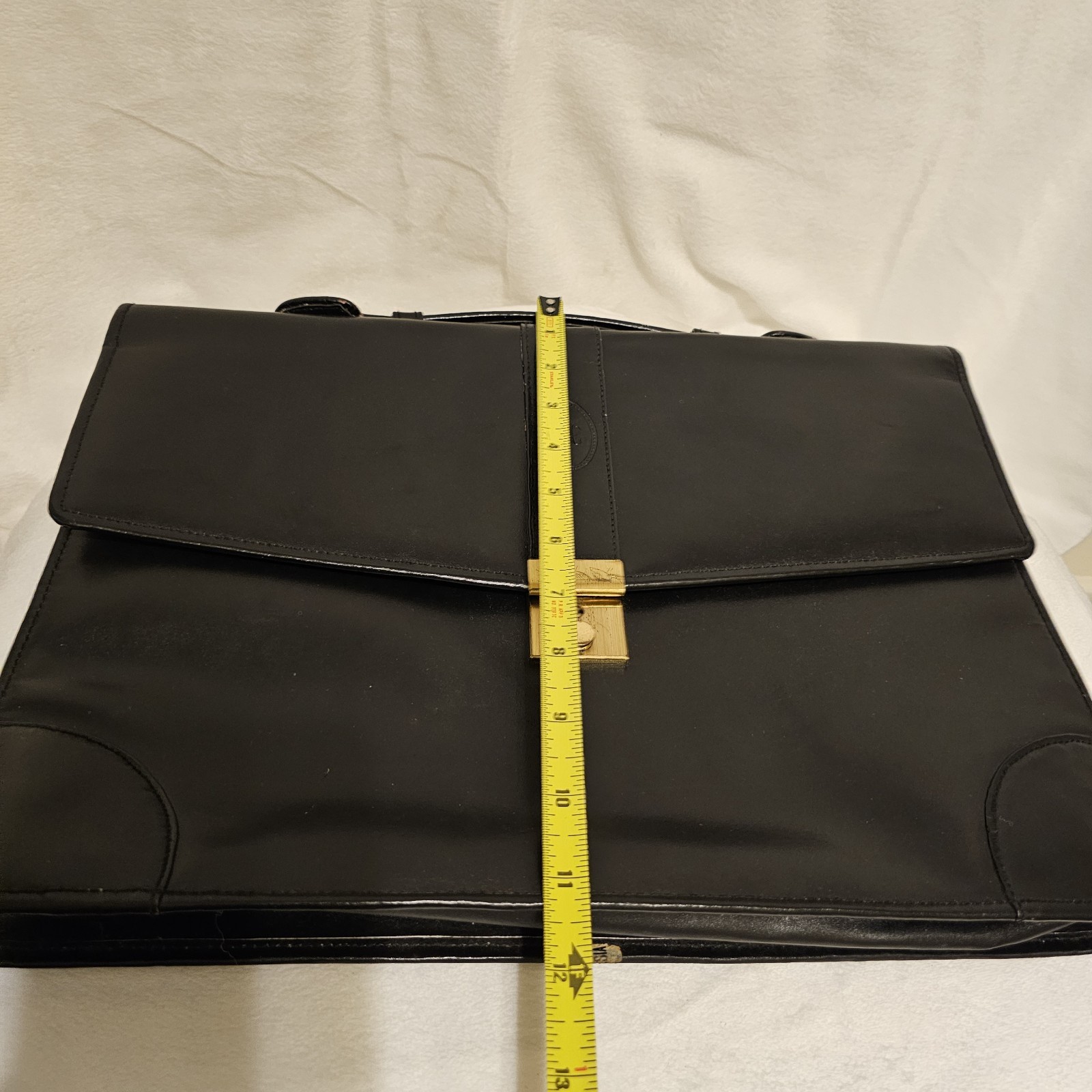 Vintage Hau’s Black Leather Attache Bag Briefcase 5 Pockets Key Incl 15.5x11in