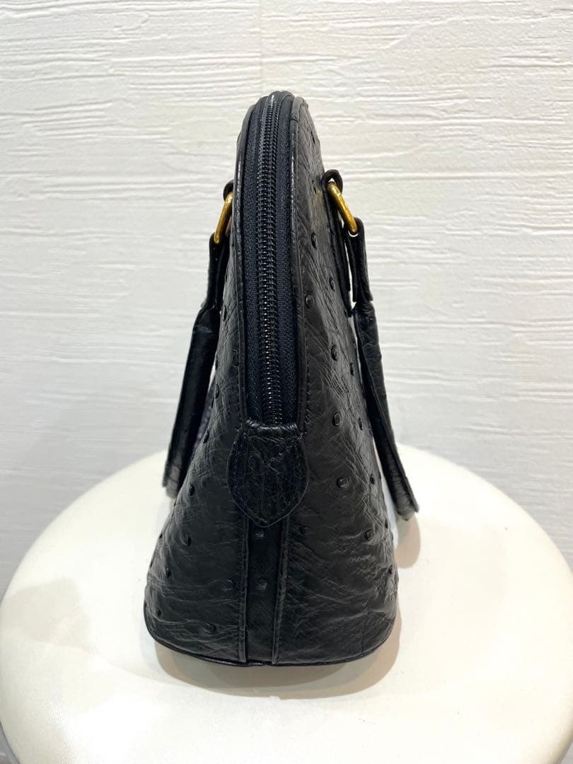 Morabito Ostrich Handbag Large Leather Tote Black 22x30cm