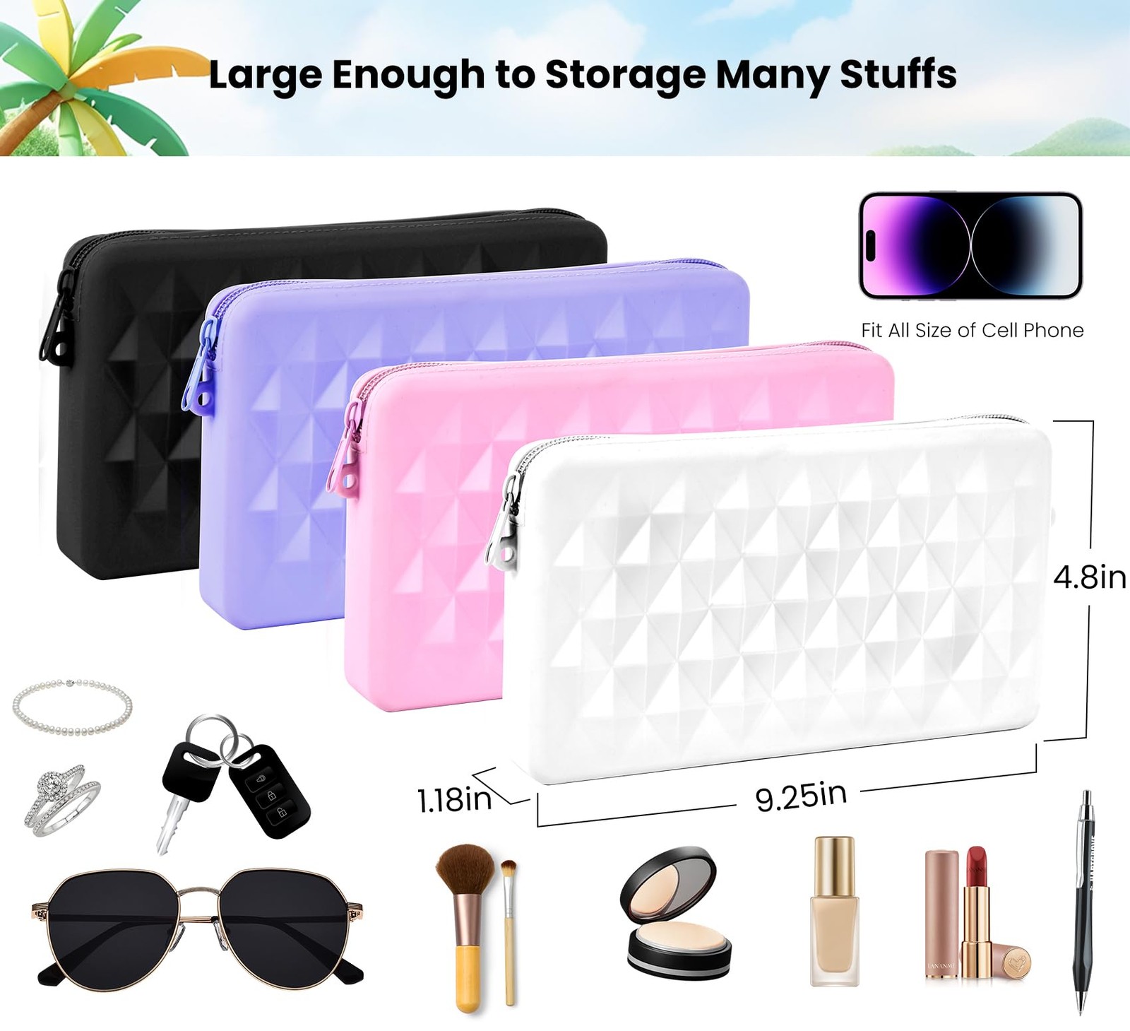 Raymall Silicone Pouch for Bogg Bag Accessories, Universal Phone Holder White