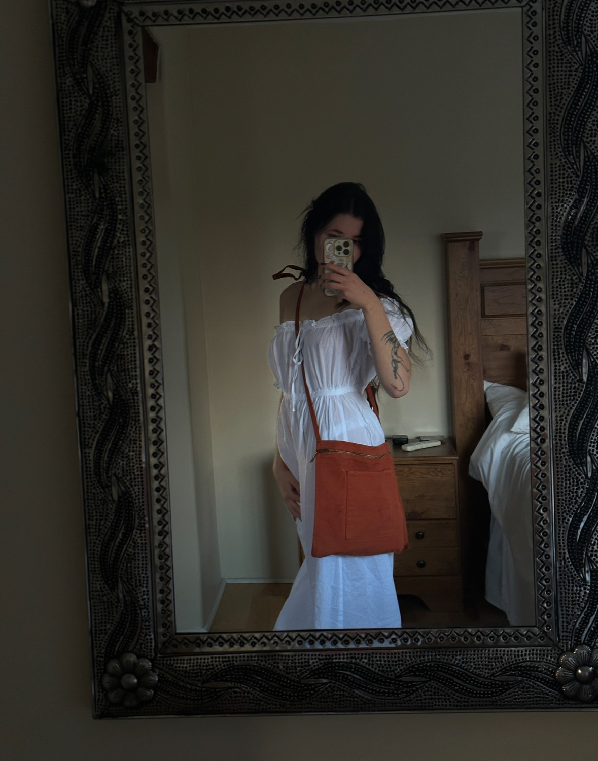 Kapital Burnt Orange Canvas Zip Square Shoulder Bag