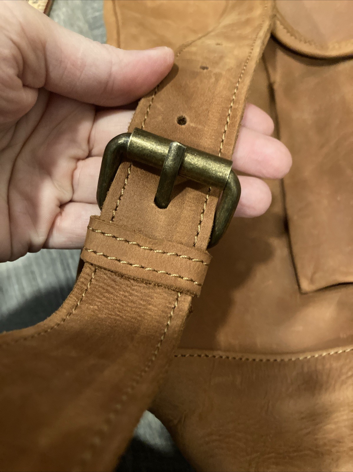 One Mill & Bull Roll Top Backpack Leather Tan Brown Bag