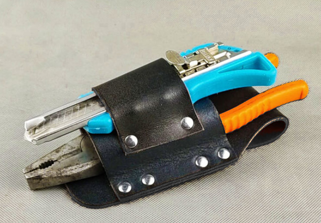 Men waist electrical engineering Screwdriver tool Bag holder Cow Leather H656
