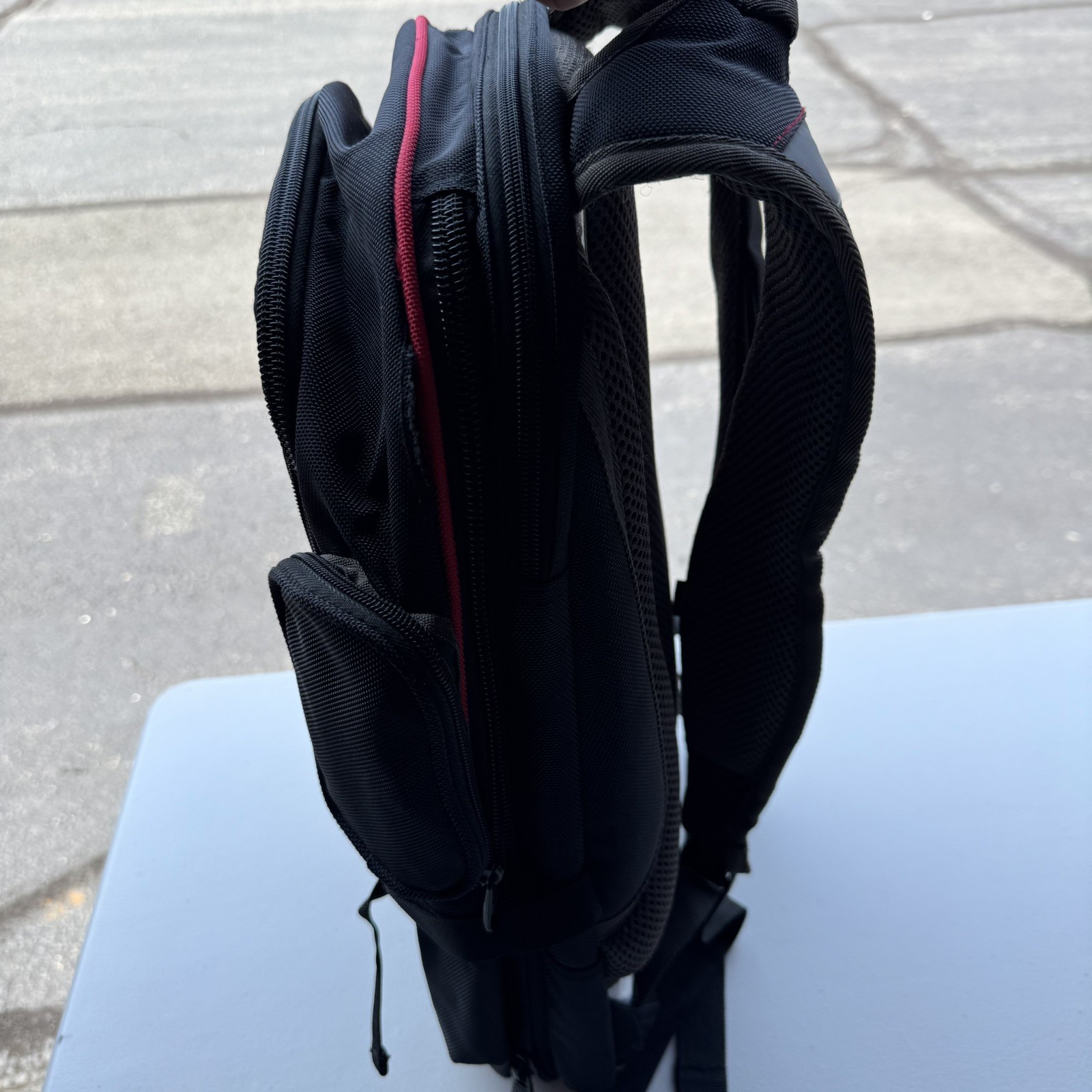 FUL Laptop Backpack 17” Black Red Multi Pocket Travel Work School Bag