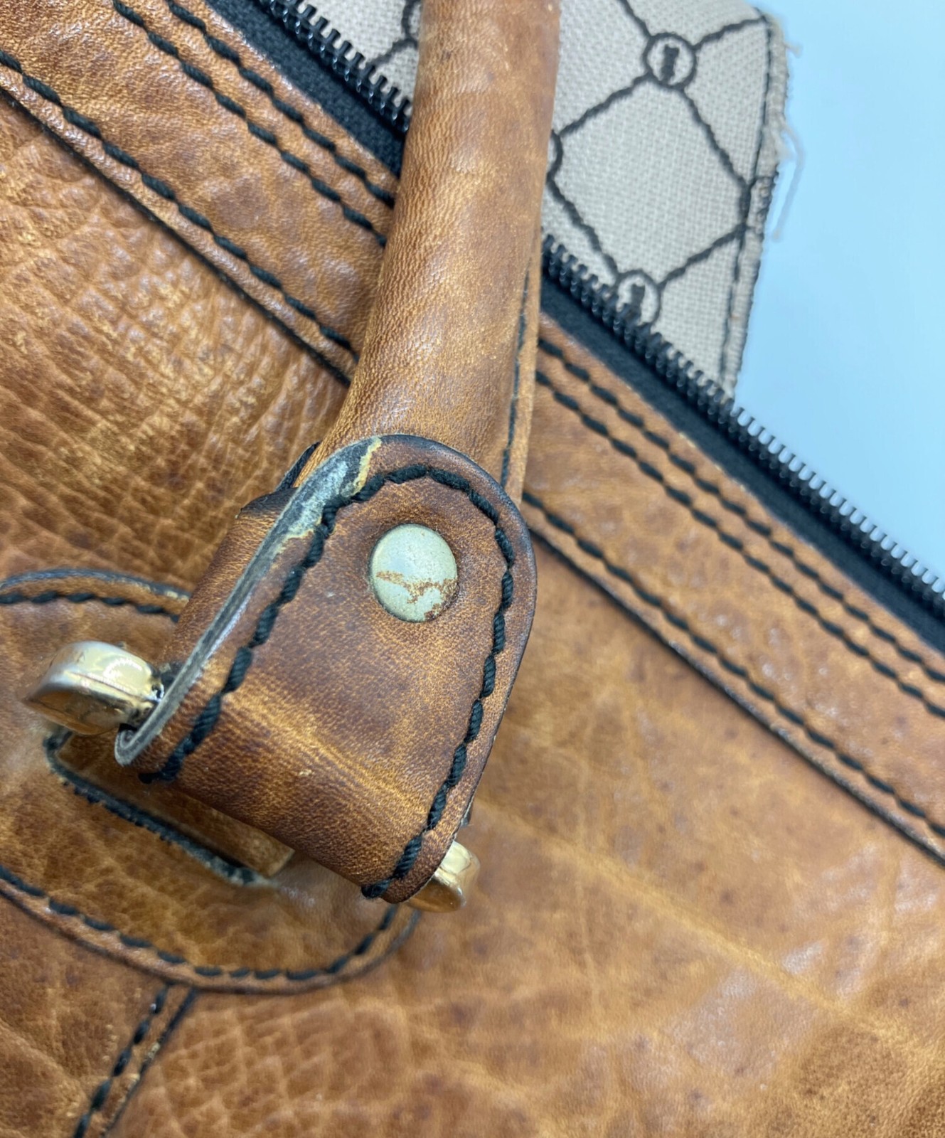 Gold Pfeil CARACCIOLA Boston bag Brown Leather Men Duffle bag Large