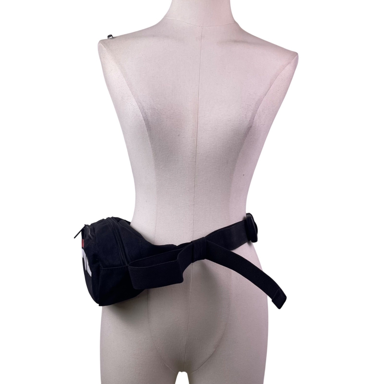 Fila Unisex Black Canvas Adjustable Strap Logo Waist Belt Bag