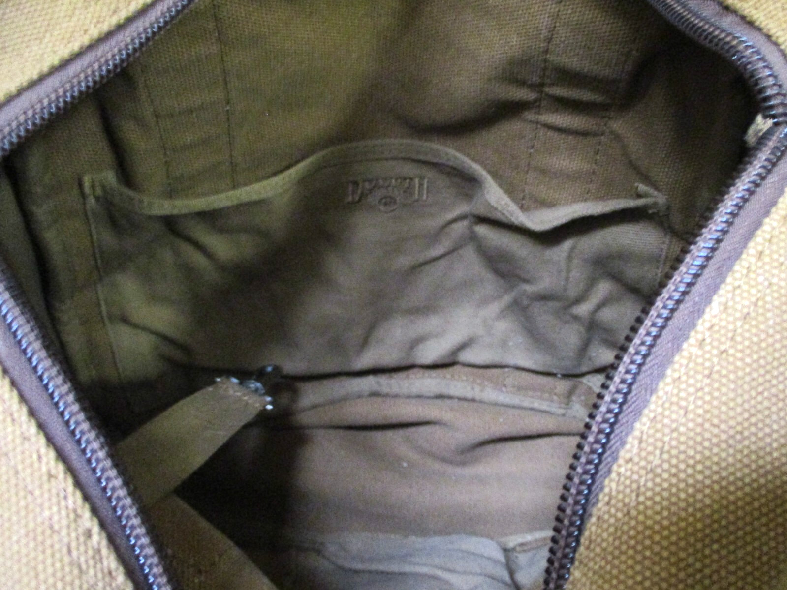 Duluth Trading Co Brown Leather & Firehose Canvas Large Tote – strap & handles
