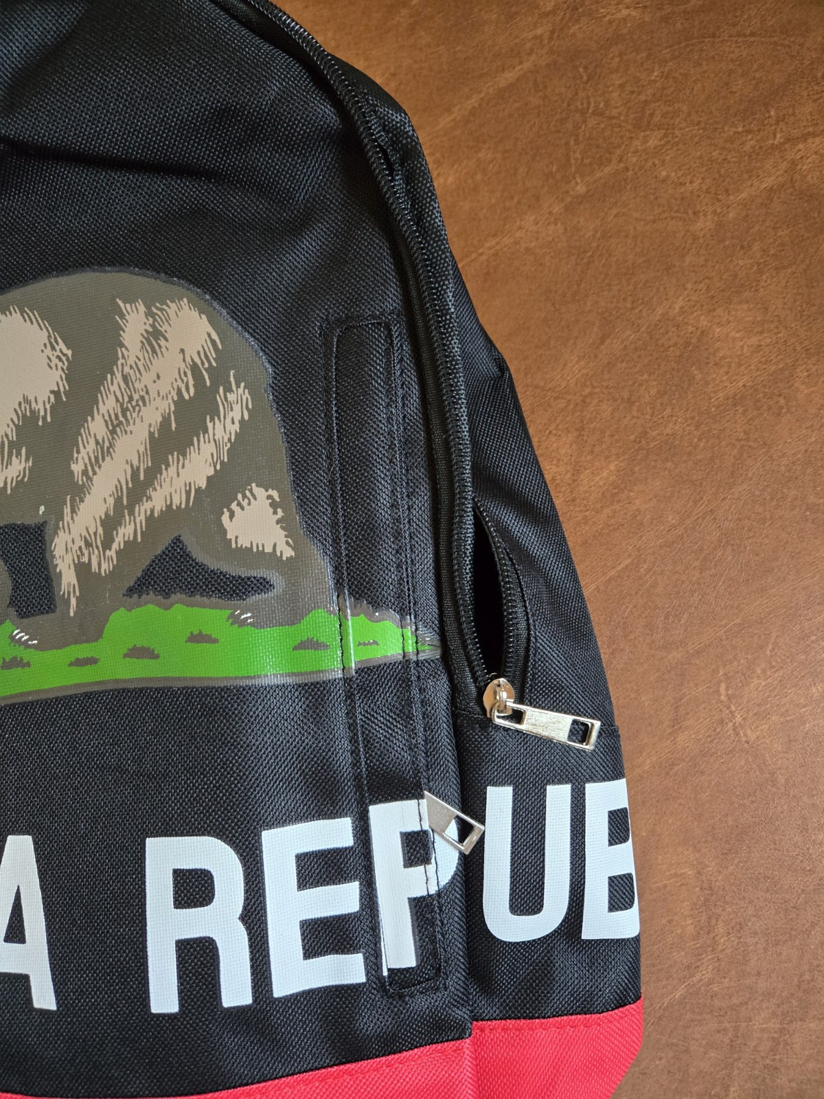 California Republic Back Pack Book Bag Black Red White NEW