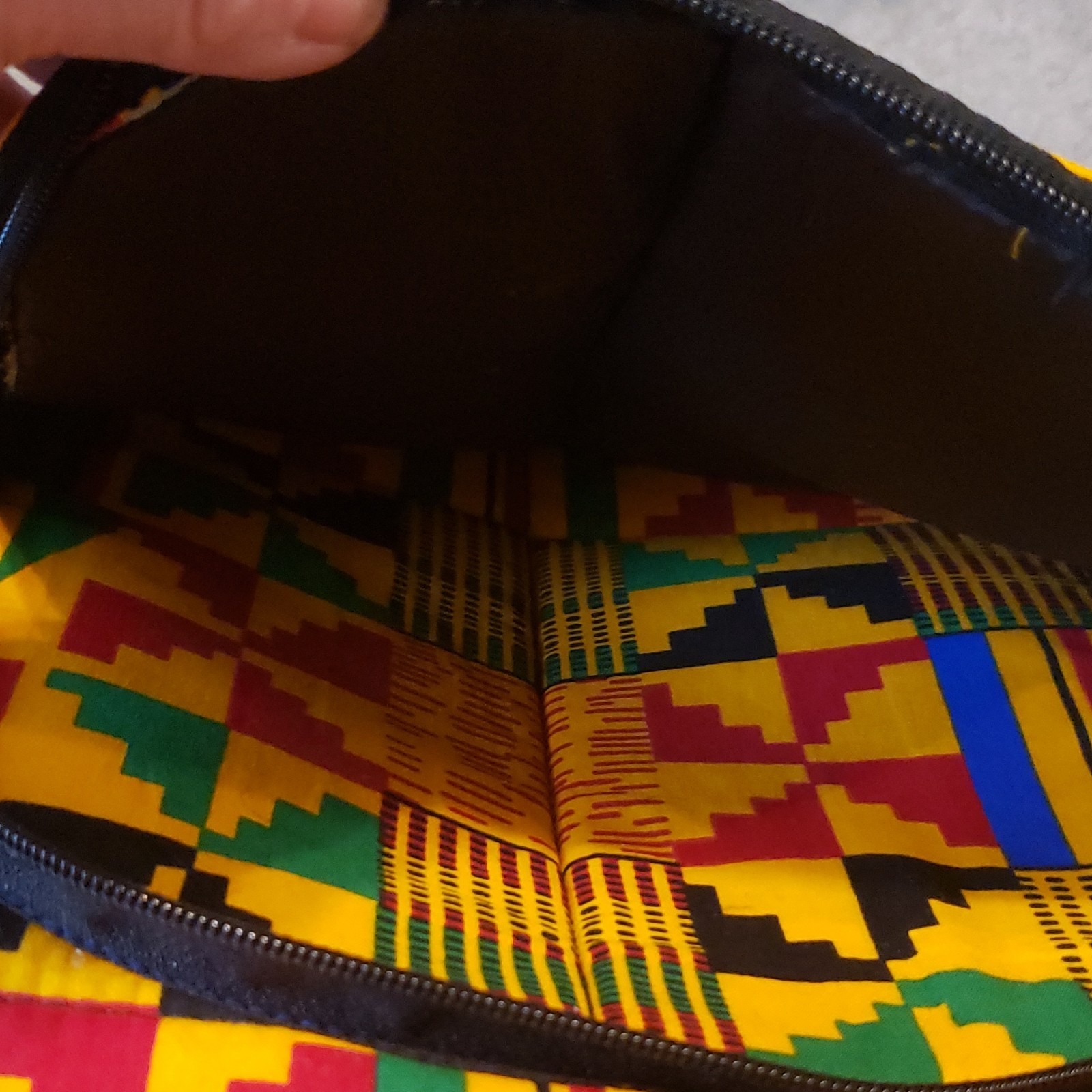 Multicolor/Black Geometric Tribal Backpack Zip Front Pocket Padded Straps