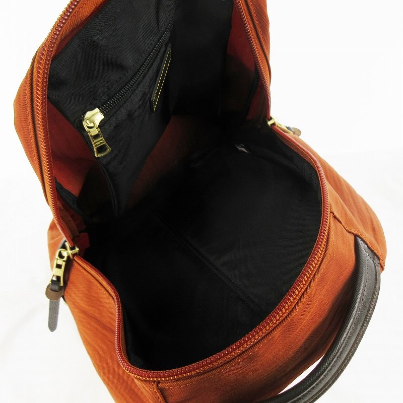 Masterpiece Orange Nylon Leather Backpack 10x5x15in Excellent Condition