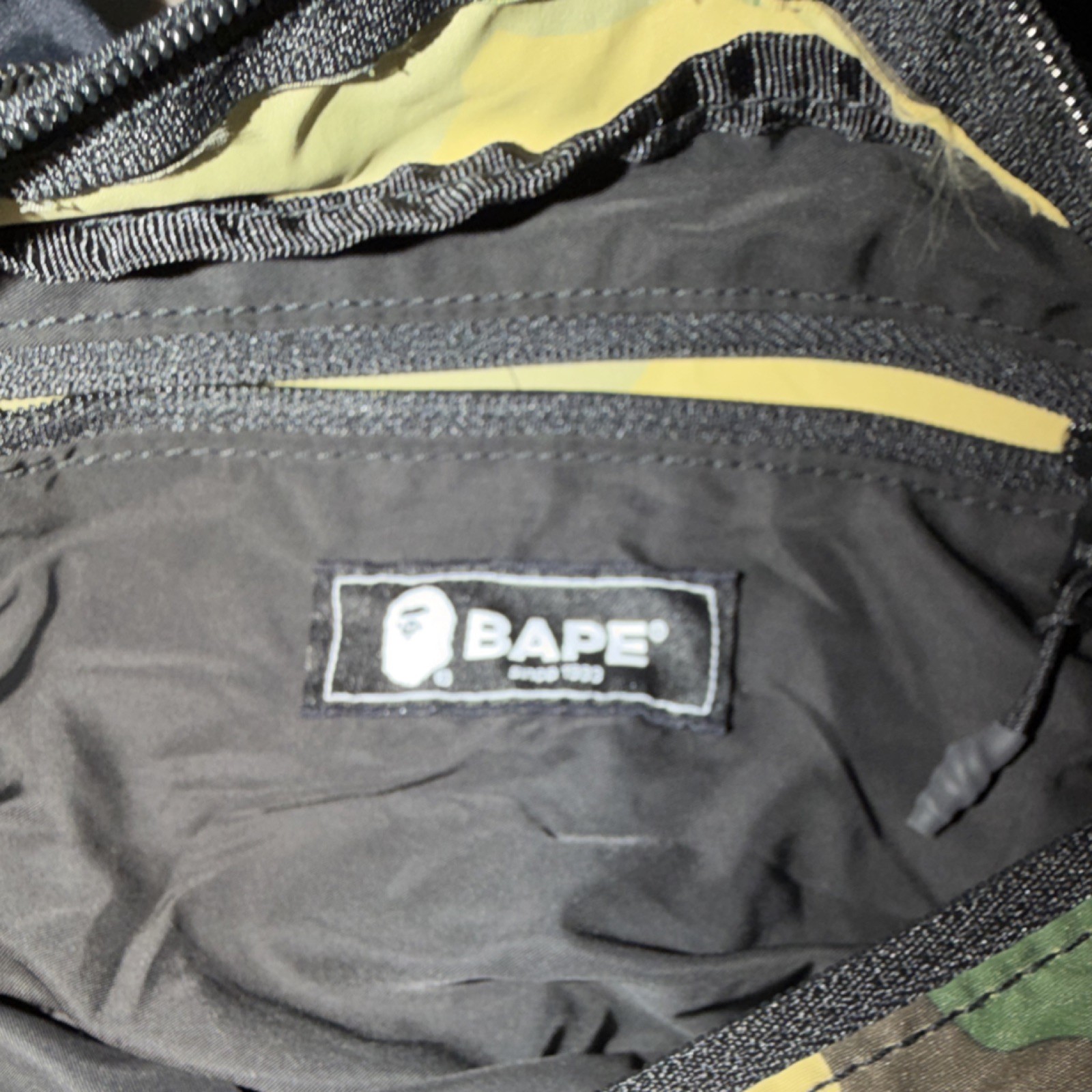 BAPE Camouflage Belt Bag Fanny Pack Black Yellow Adjustable Strap