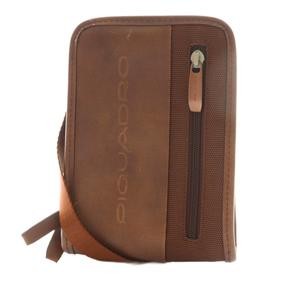 PIQUADRO Leather Shoulder Bag Brown Men’s Vintage, 7.5-55.5in Strap, B Condition