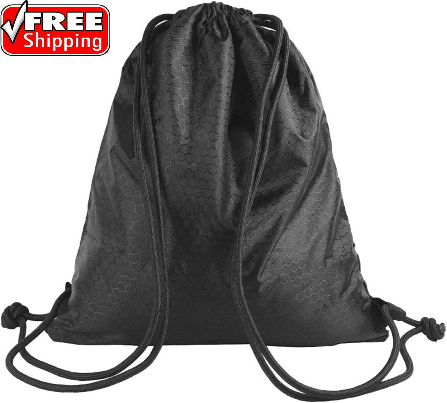 Drawstring Backpack Bag, Waterproof Draw String Back Sack with Zip Pocket, Gym D