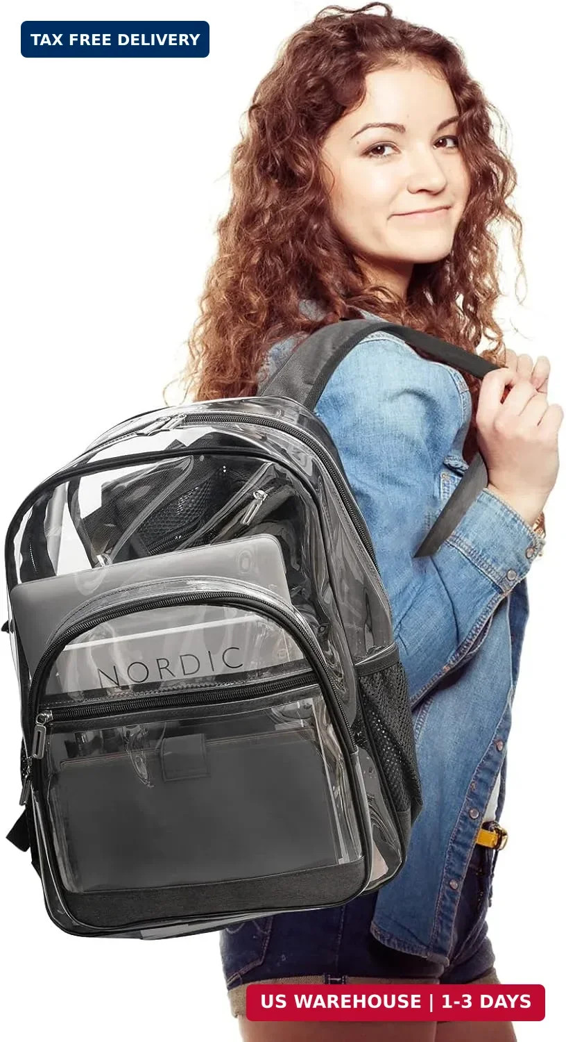 Clear Backpack Bookbag Stadium Approved – Clear Heavy Duty Backpacks for Men Wom