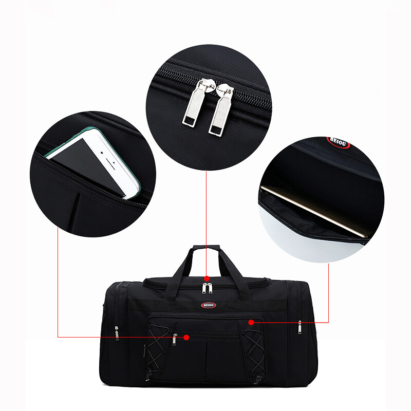 72L 26″ Zippered Duffle Luggage Bag Large Waterproof Travel Sports Handbag Black