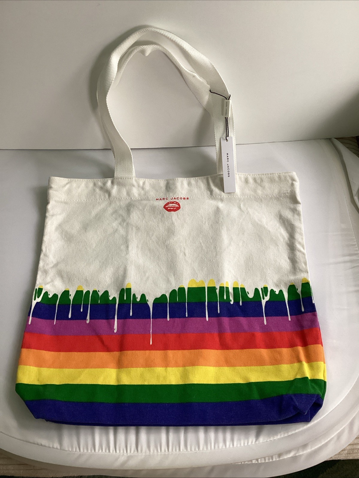 2014 Marc Jacobs Dripping Rainbow Pride Canvas Tote NWT