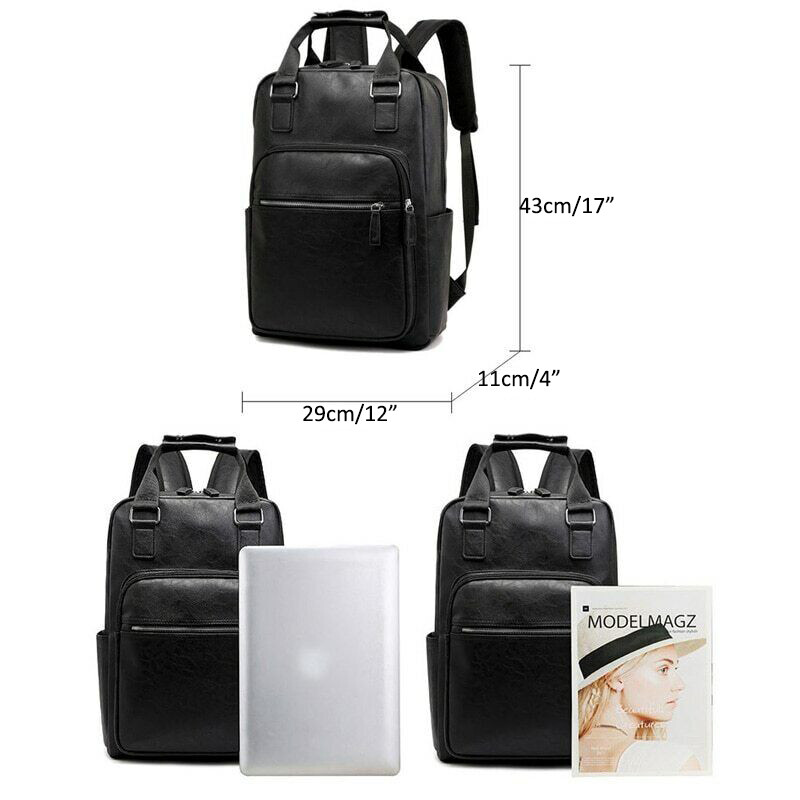 Mens Backpack Leather Laptop Bag Business Working School Bag