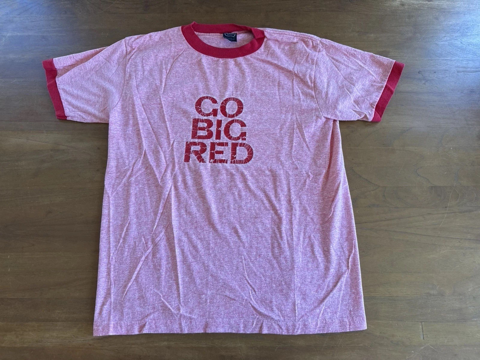 Nebraska Cornhuskers Go Big Red Football Ringer Vintage 80S T Shirt Men’s Large