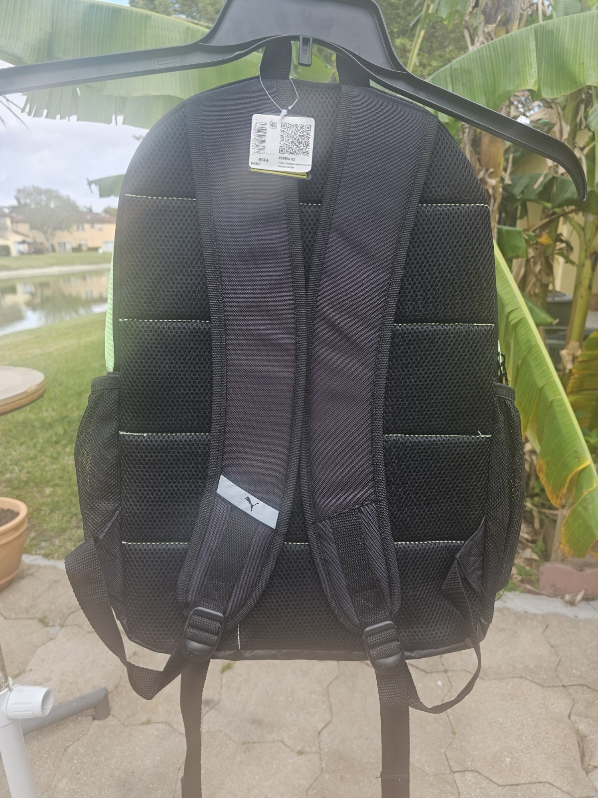 PUMA 15″ Laptop Training Backpack Black and fluorescent green 859594-02 Large