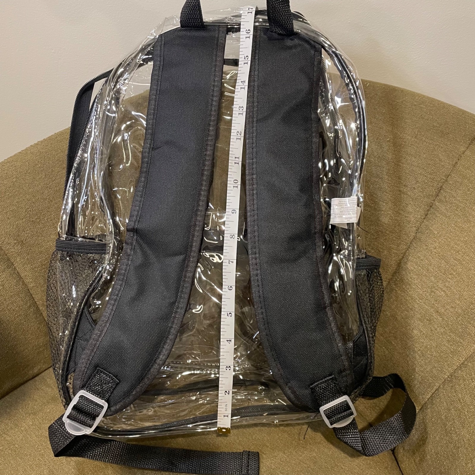 Brand New Clear Stadium Approved Backpack Transparent PVC Black Trim Concert Fes