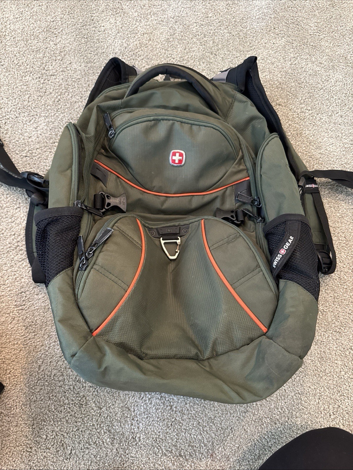 SwissGear Airflow Backpack Green With Handle Heavy Duty Laptop Bag EUC