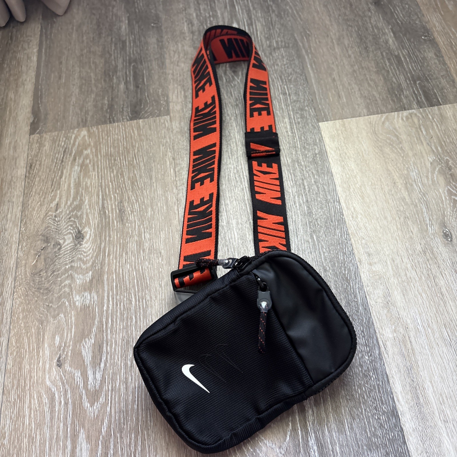 Nike Sportswear Essentials Hip Small Shoulder Chest Front Bag Black And Orange