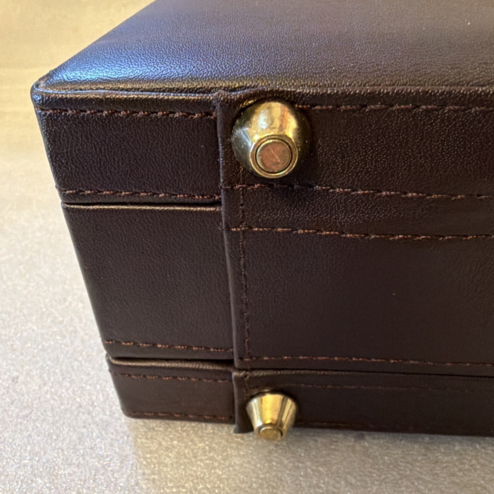 Vintage MONARCH NEW Hard Shell Burgundy Leather Attache Case Comb Dual Lock