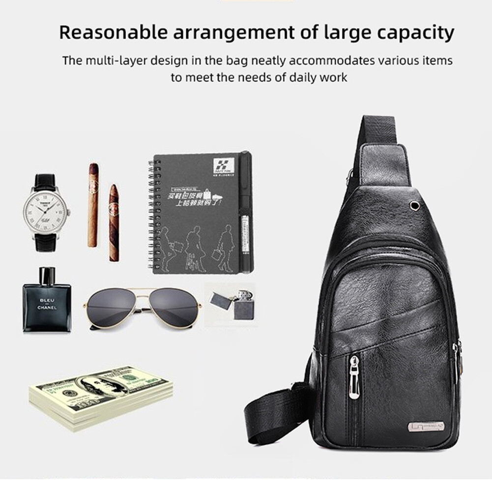 Men’s Large Capacity Single Shoulder Crossbody Bag Multifunctional Chest Bag US