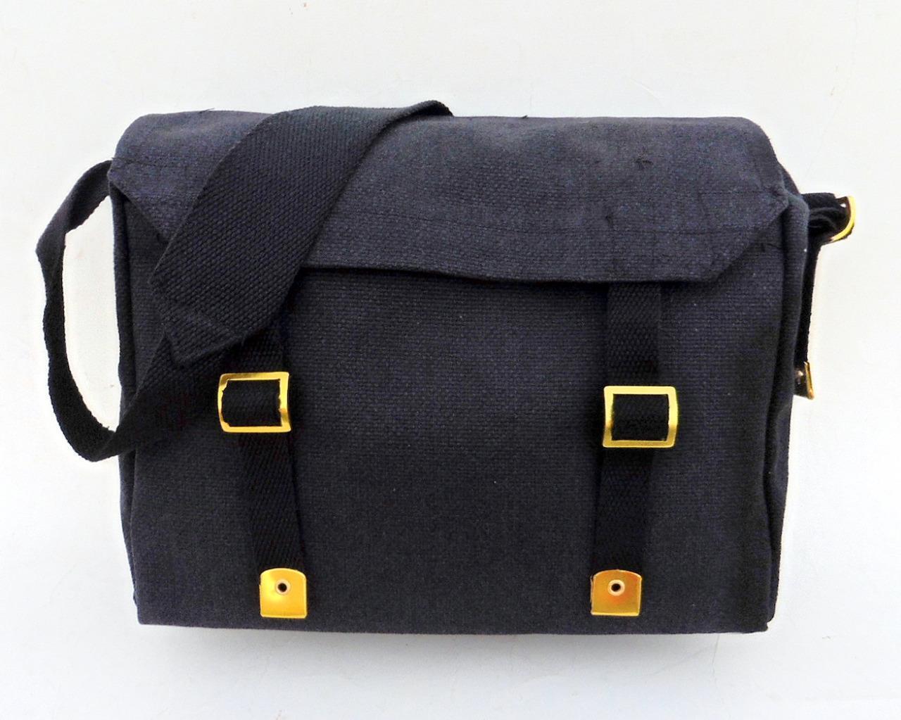 Canvas Shoulder Bag Biker Motorcycle Messenger Web Haversack Small 26x25x8cm Blk