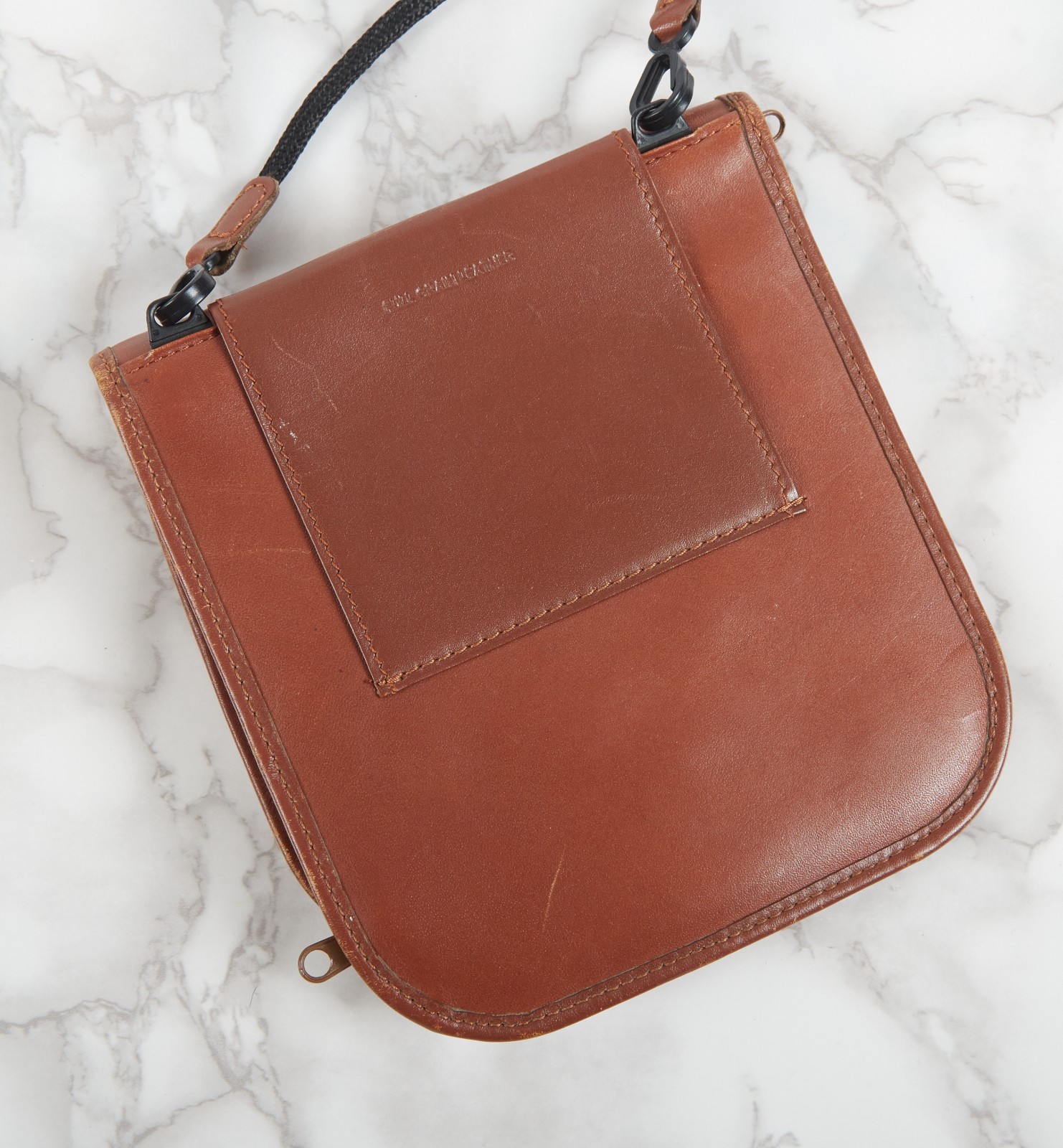 LL Bean Vintage Brown Full Grain Leather Travel Pouch Belt Bag Buckle Utility