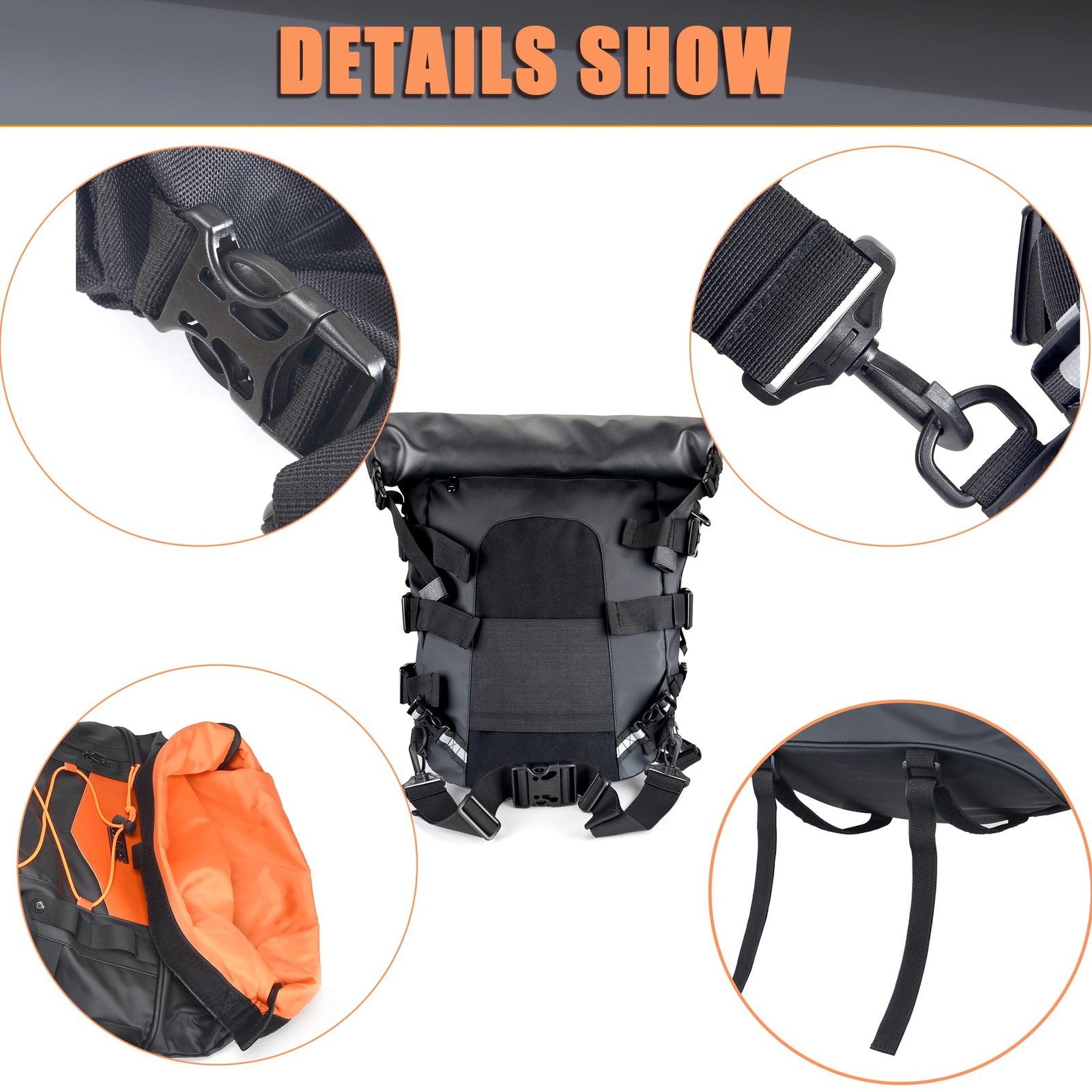 Expandable Motorcycle Travel Luggage Sissy Bar Bag Tail Bag Motorcycle Backpack: