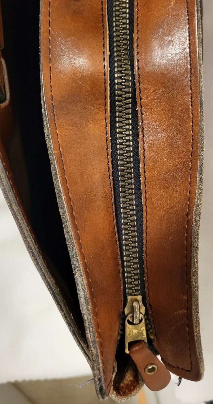 Vintage SCHLESINGER BROTHERS Briefcase Ranch Hide Brown Leather
