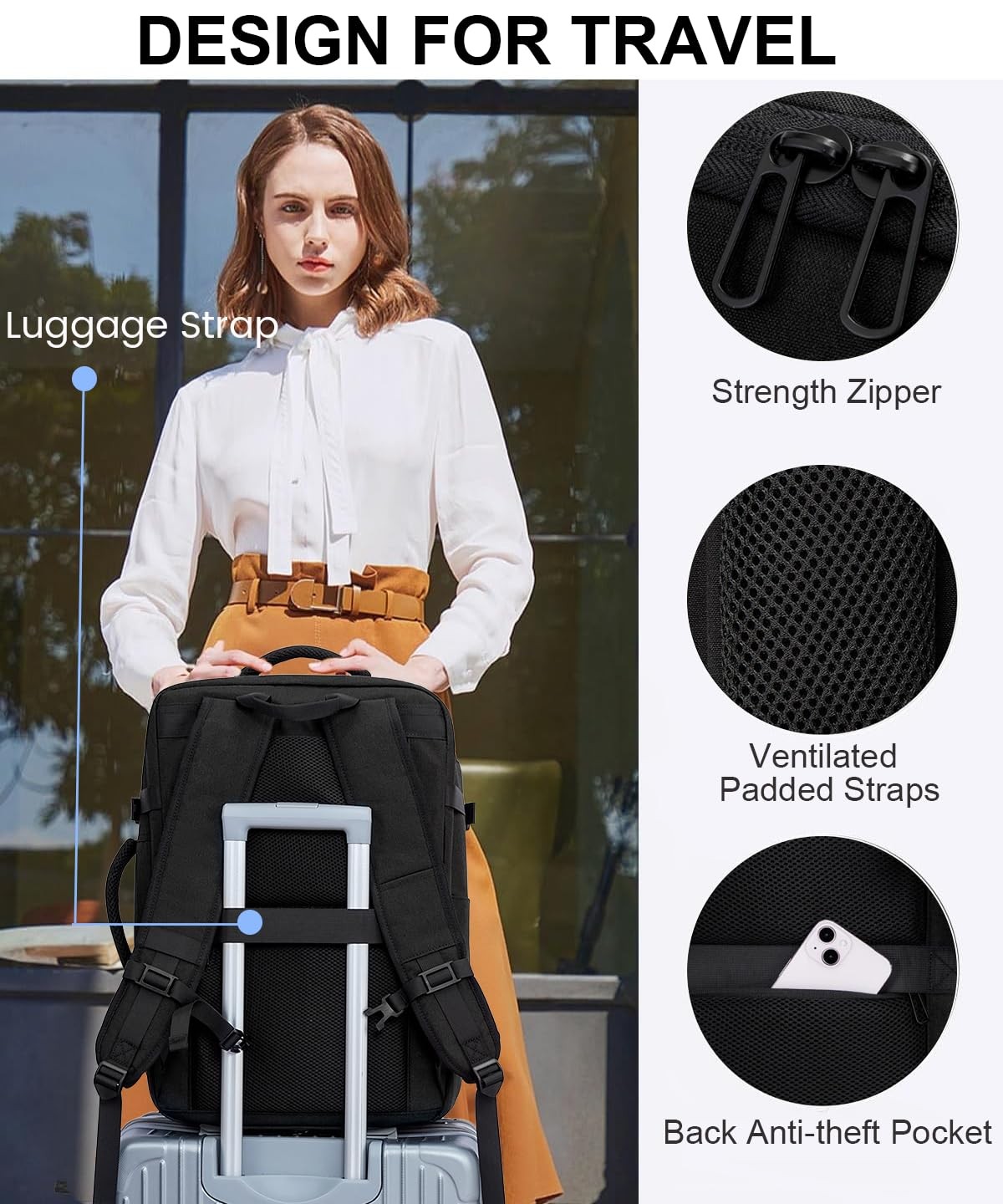 Travel Carry on Backpack, Large 40L Personal Item Travel Bag for Men & Women …