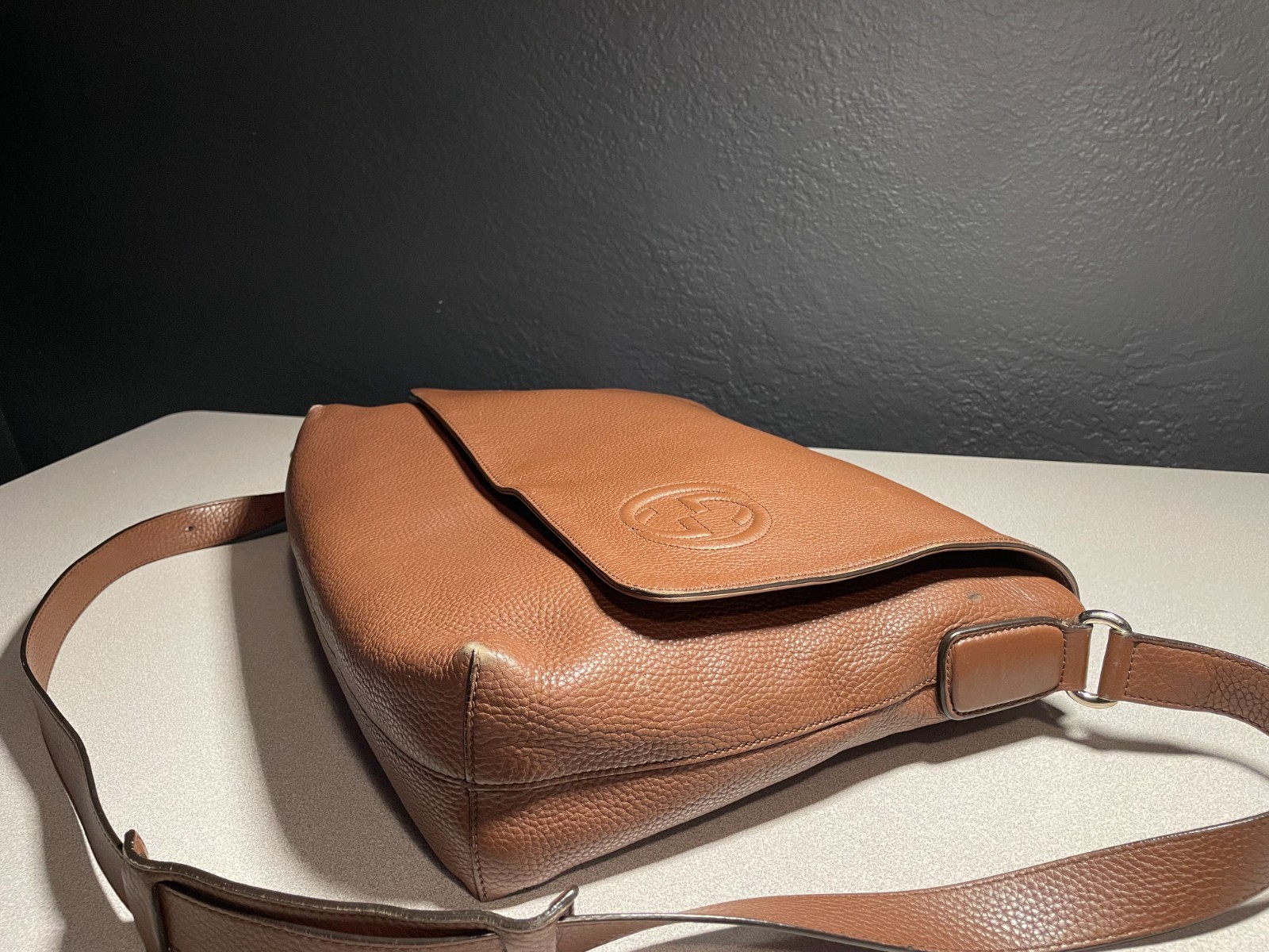 gucci soho messenger bag large brown leather