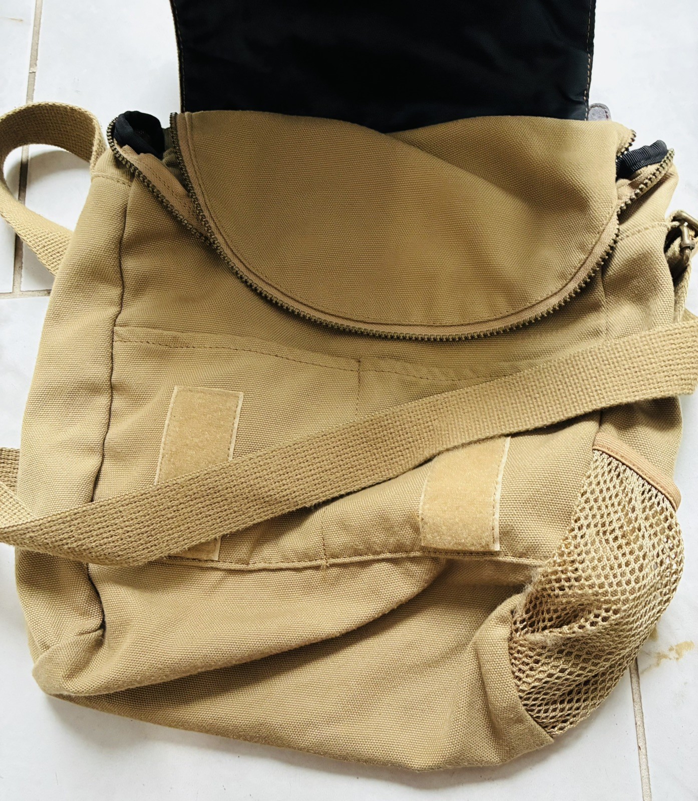 Wegner Swiss Messenger Crossbody Bag Khaki Brown Canvas Brown Pre Owned